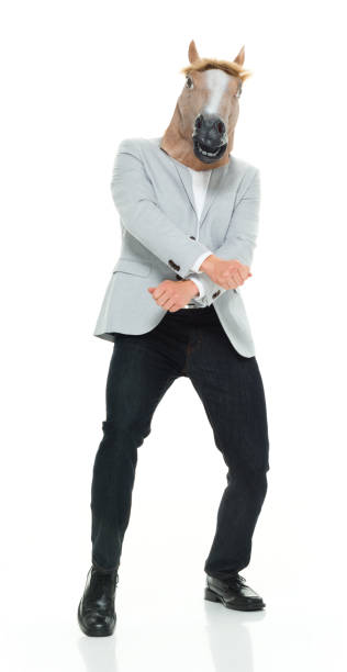 istock Man wearing hose mask being silly 917046660