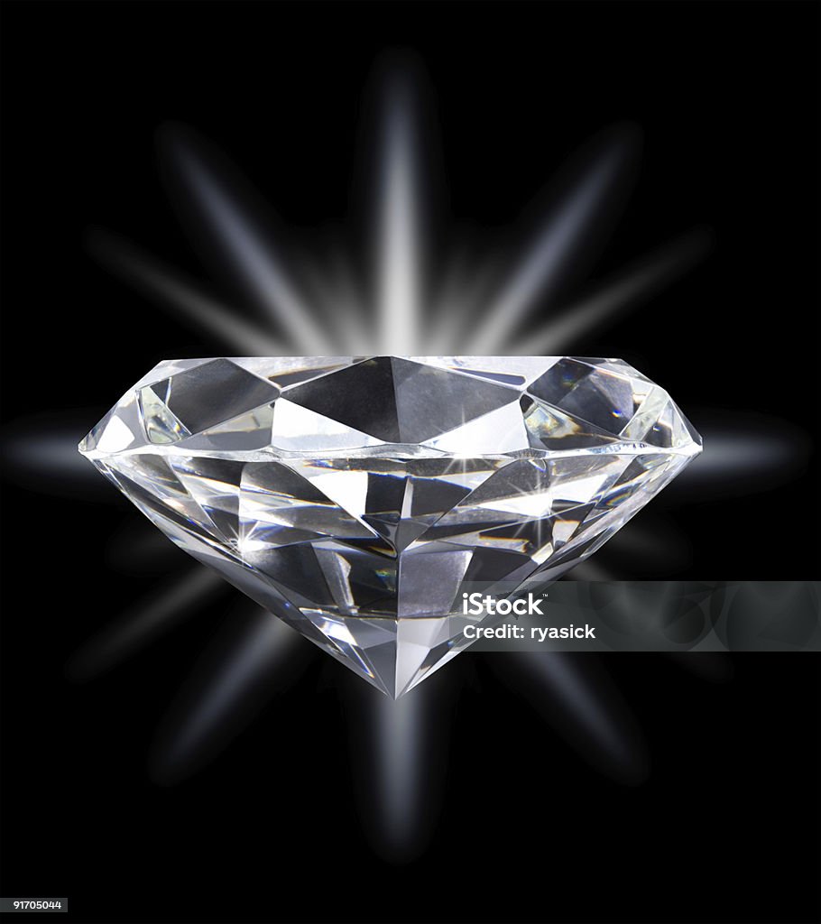 Diamante sobre fundo explosão de estrela isolado no preto - Royalty-free Diamante Foto de stock