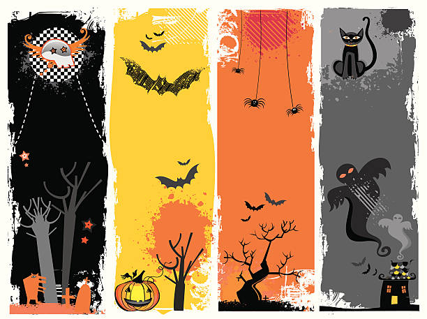 halloween banery pionowe - frame grunge halloween backgrounds stock illustrations