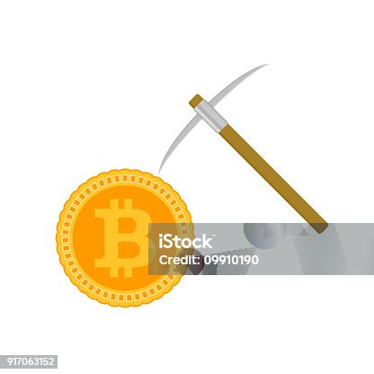 istock Mining bitcoin concept. Coin and pick vector 917063152
