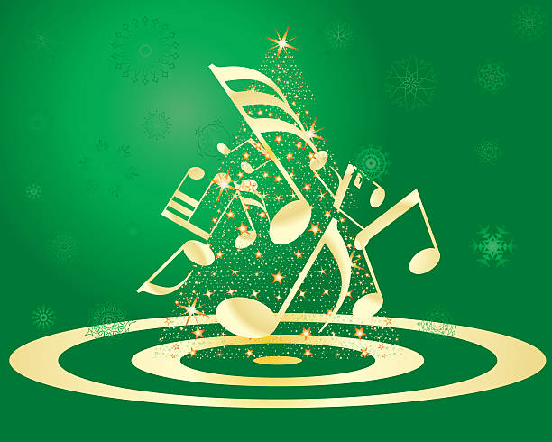 ilustrações de stock, clip art, desenhos animados e ícones de árvore de natal - treble clef music fire musical symbol