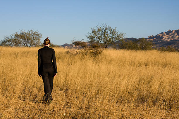 Lonely business woman stock photo