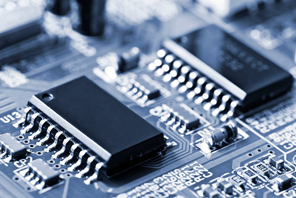 istock Close-up of a black motherboard with space for a logo 91707548