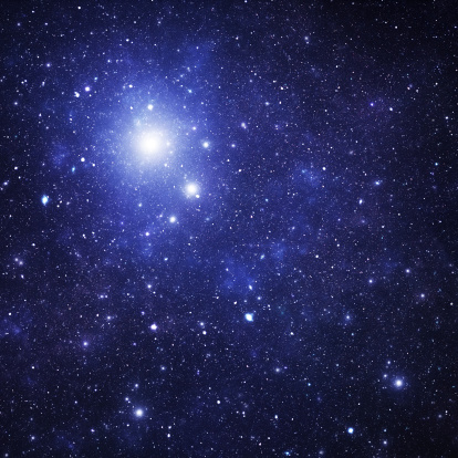 Blue space nebula, stars background