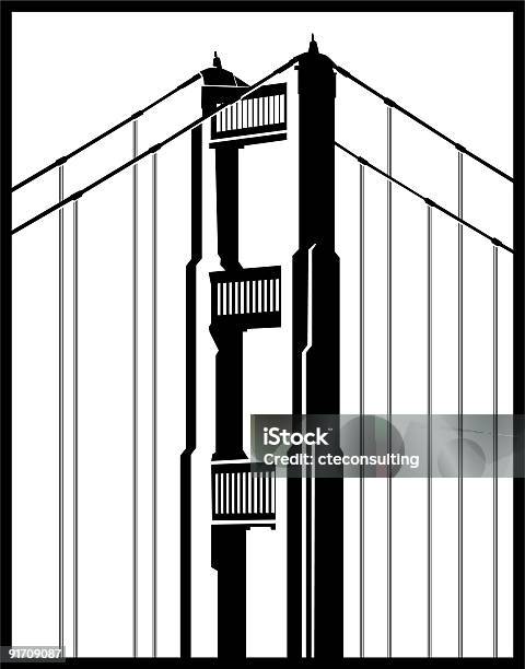 Ilustración de Puente Golden Gate De Trazado y más Vectores Libres de Derechos de Puente Golden Gate - Puente Golden Gate, Arte y artesanía, Blanco - Color