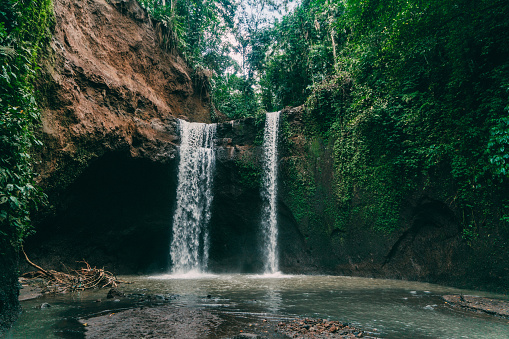 Scenic view of Tibumana waterfall in Bali, Indonesia