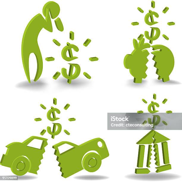 Financial Crisis 3d Set Stock Illustration - Download Image Now - Adult, Bank - Financial Building, Bankruptcy