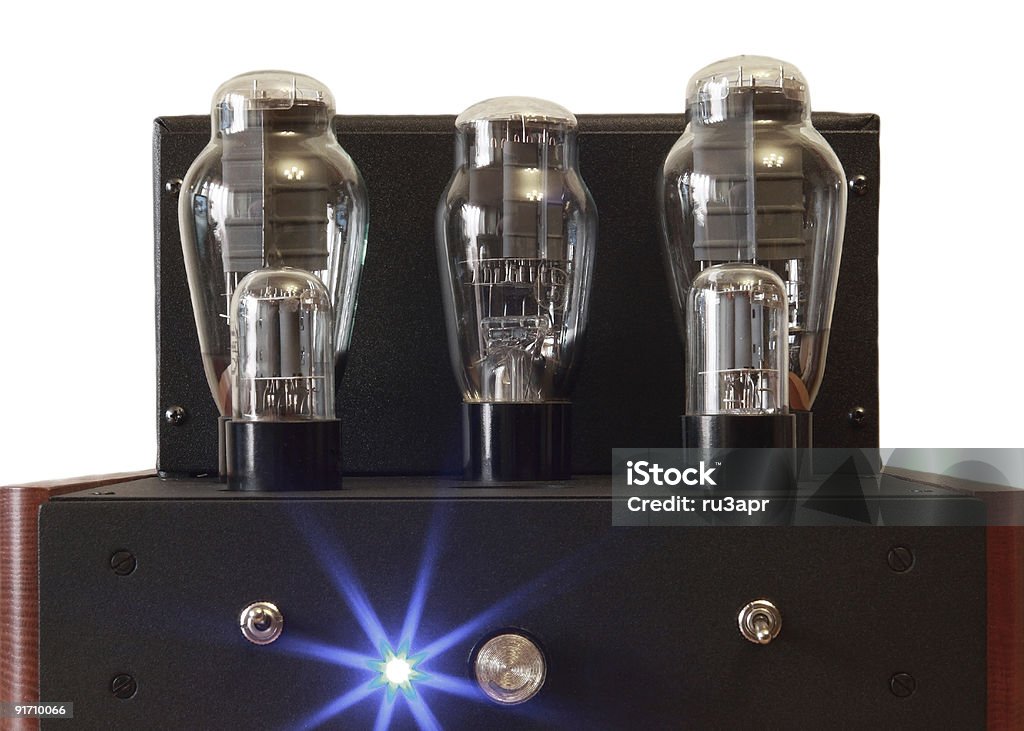 Válvula Eletrônica Amplificador com 300B triodes - Foto de stock de Acender royalty-free