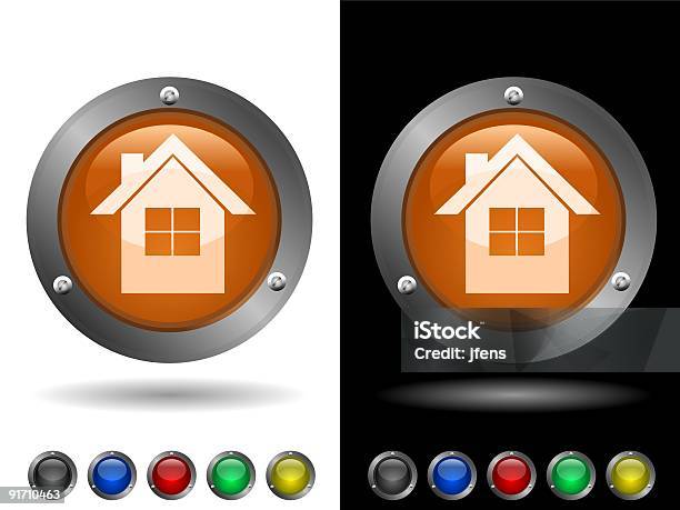 Home Stock Illustration - Download Image Now - Black Color, Chimney, Circle