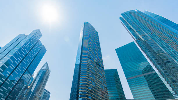istock perspective exterior pattern blue glass wall modern buildings 917107488