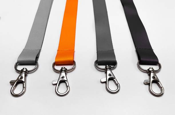 Lanyard orange and black on white background with copy space