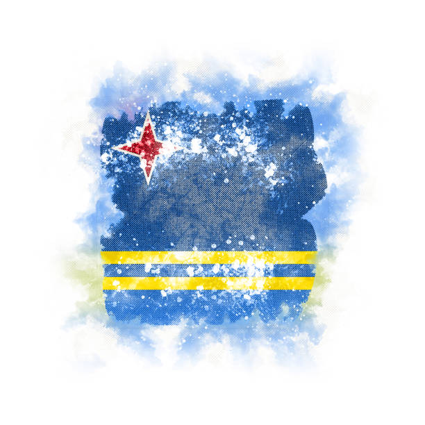 Square grunge flag of aruba. 3D illustration