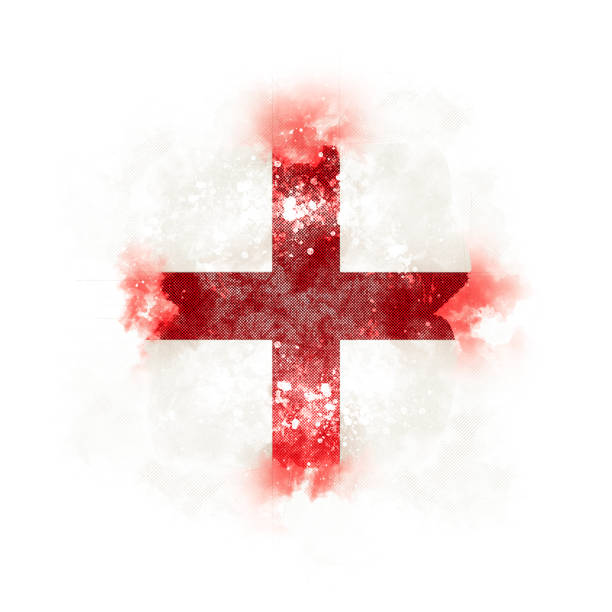 Square grunge flag of england. 3D illustration