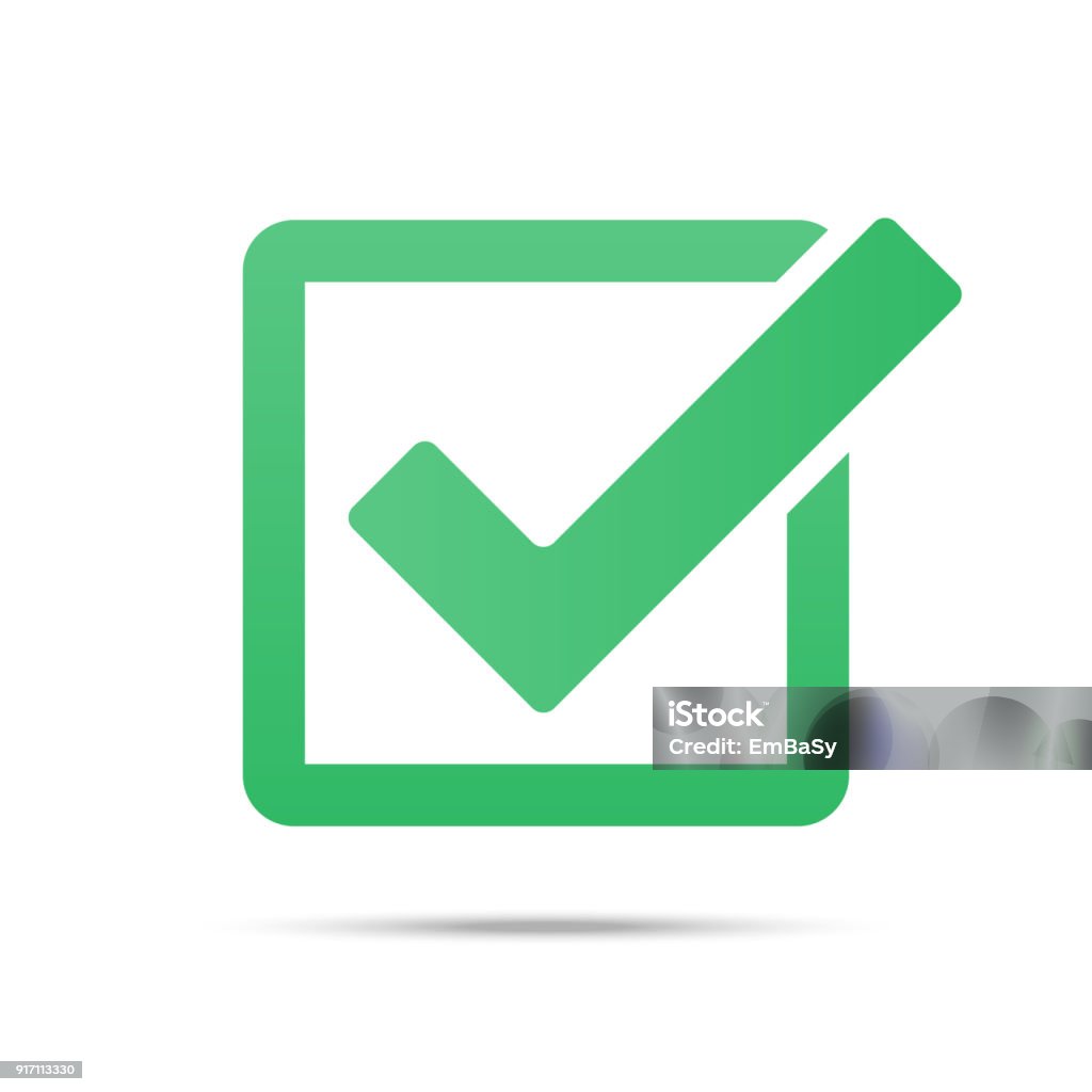 Green tick checkbox vector illustration isolated on white background Checkbox stock vector