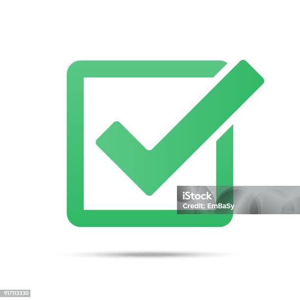 Green Tick Checkbox Vector Illustration Isolated On White Background Stock Illustration - Download Image Now