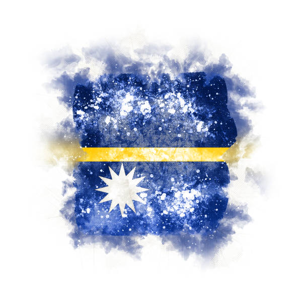 Square grunge flag of nauru. 3D illustration