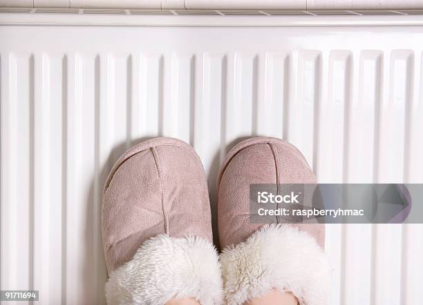Feet In Slippers Stock Photo - Download Image Now - Carefree, Cheerful, Close-up