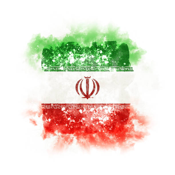 Square grunge flag of iran. 3D illustration