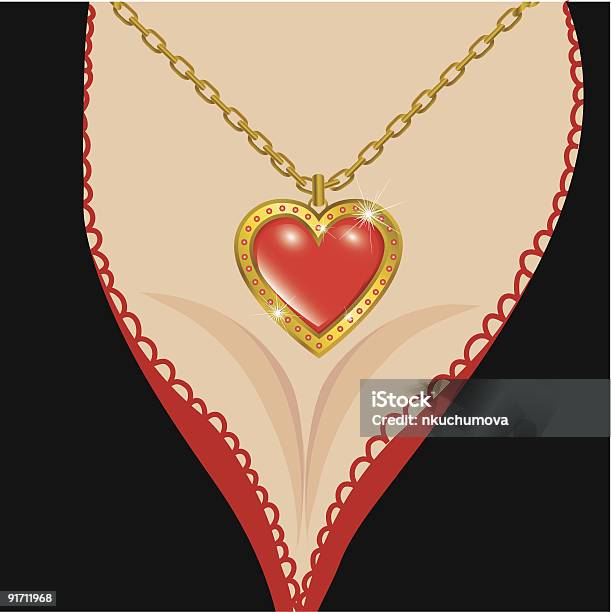 Decollete 보석 심장 가슴 골에 대한 스톡 벡터 아트 및 기타 이미지 - 가슴 골, 공휴일, 금-금속
