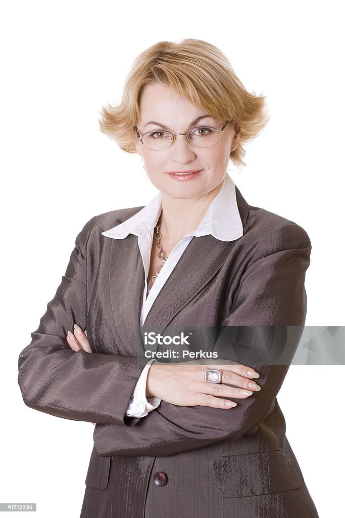 Donna d'affari con gli occhiali tre - Foto stock royalty-free di Adulto