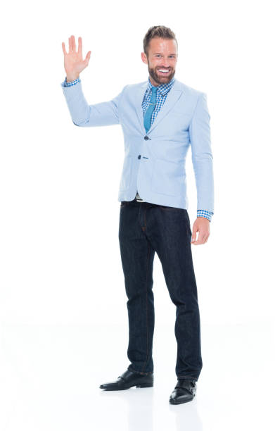 istock Attractive businessman waving with hand 917122654