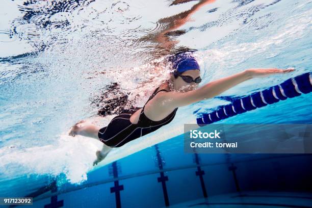 Piscina De Mujer Foto Submarina Foto de stock y más banco de imágenes de Natación - Natación, Deporte, Adolescente