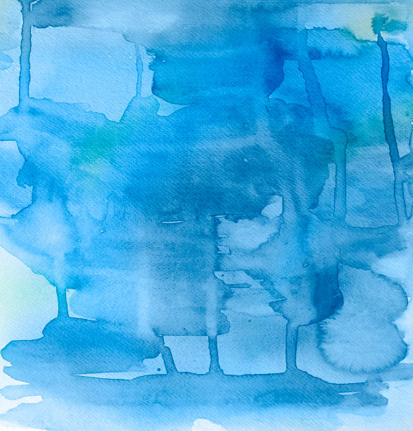 istock Blue watercolor background with dripping color 917129086