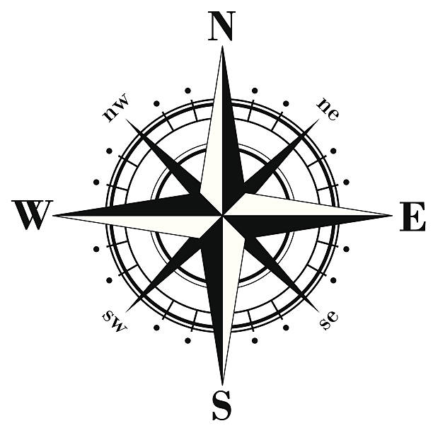 black compass rose - compass east white vector stock-grafiken, -clipart, -cartoons und -symbole