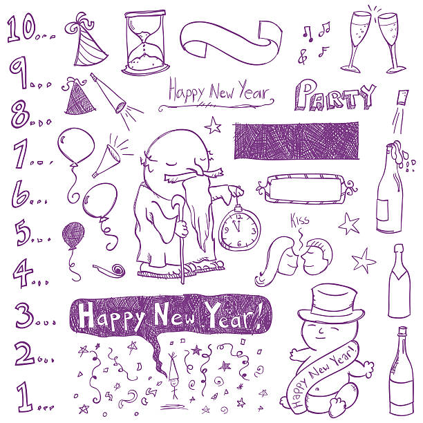 New Year Doodles  new years baby stock illustrations