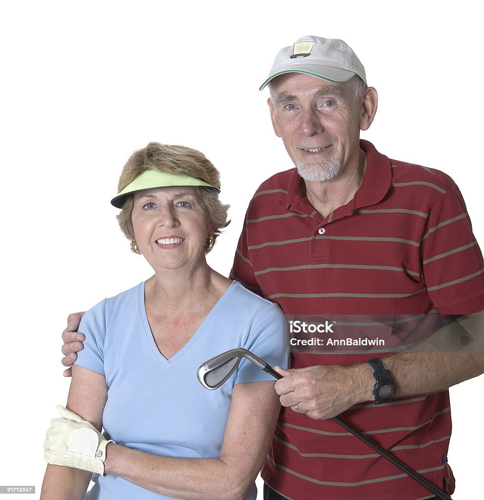 Senior uomo e donna pronta per il golf - Foto stock royalty-free di Mazza da golf
