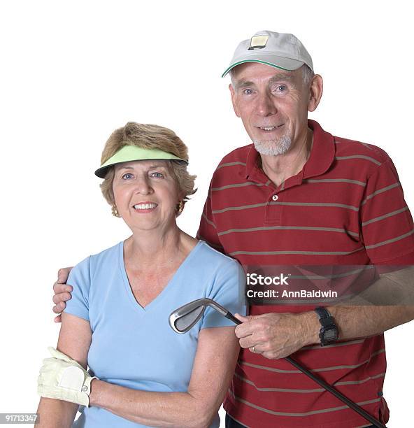 Homem Idoso E Mulher Pronta Para Golfe - Fotografias de stock e mais imagens de Homens Idosos - Homens Idosos, Taco de Golfe, 60-64 anos