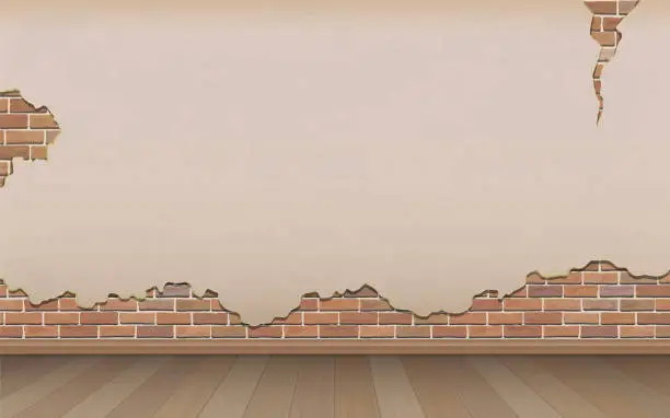 Vector illustration of old wall and parquet floor