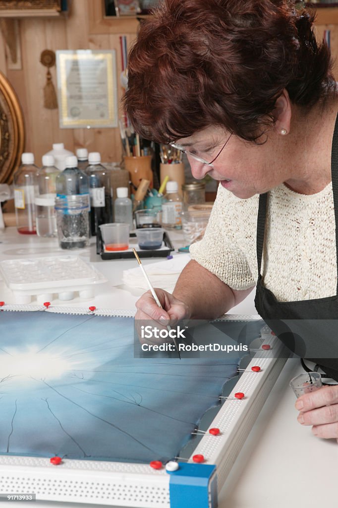 Seta Artista al lavoro - Foto stock royalty-free di 60-69 anni