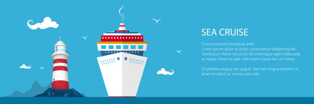 sztandar turystyki morskiej - cruise travel beach bay stock illustrations
