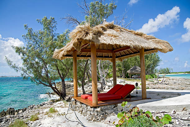 istock Beach hut on small tropical island 91714034