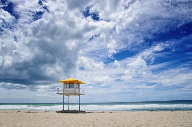 istock Lifeguard tower on the beach. 917141326