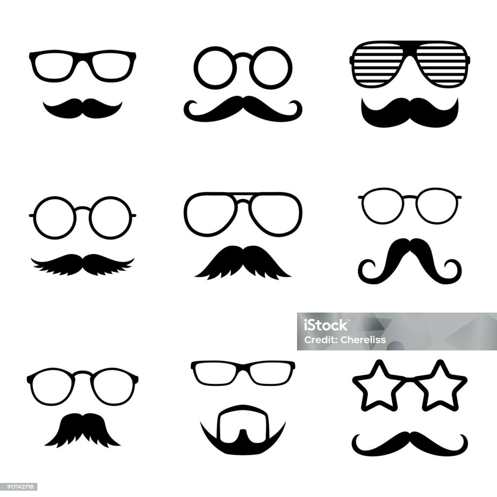 Photo Props Man Faces With Glasses And Mustache Gentleman Detective Vector  Stock Illustration - Download Image Now - iStock