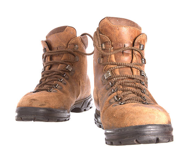 istock Pair of old worn walking boots 91714426