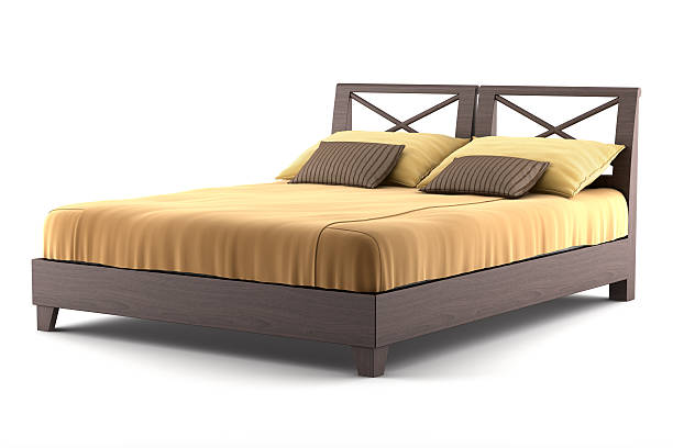 istock brown wooden bed isolated on white background 91714601