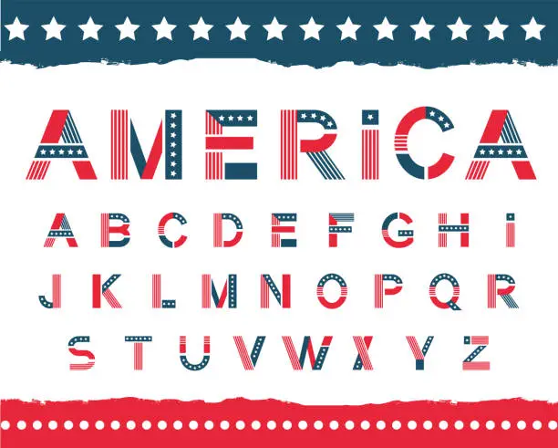 Vector illustration of America alphabet set