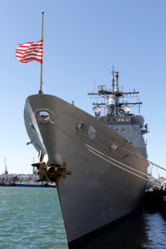 Pearl Harbor, USA - April 1st, 2022: Battleship USS Missouri. National historic sites at Pearl Harbor tell the story of the battle that plunged US into World War II.