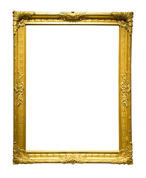 Photo of aged golden picture frame stock photo