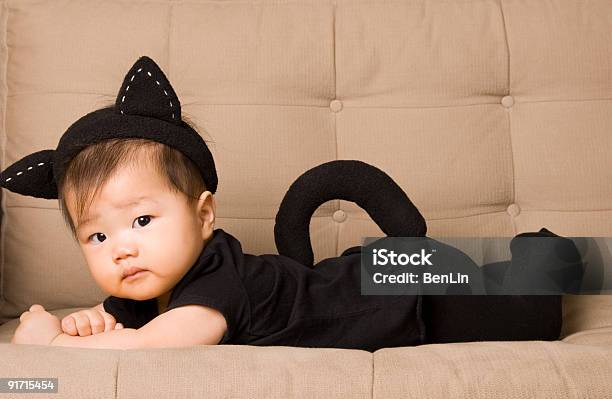 Baby In Cat Costume Halloween Stock Photo - Download Image Now - Halloween, Baby - Human Age, Costume
