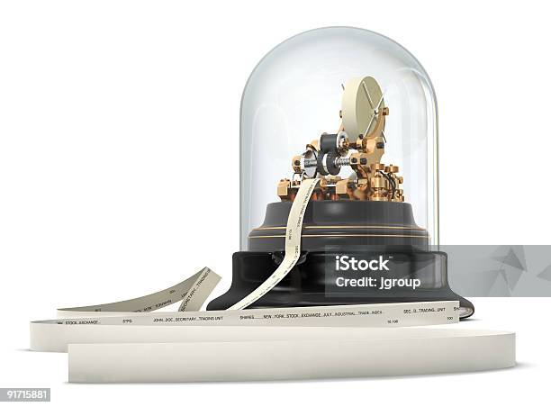 A Domed Stock Ticker With Ticker Tape Running Out Of It Stock Photo - Download Image Now