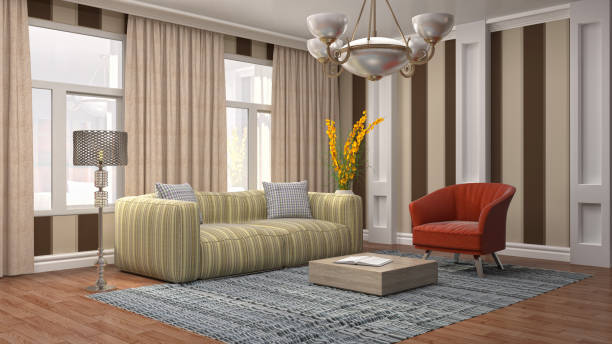 istock Interior living room. 3d illustration 917159436