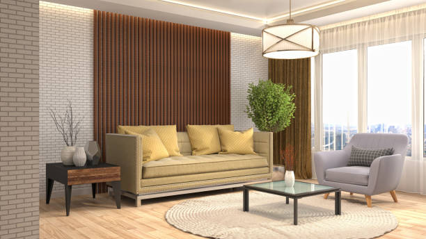 istock Interior living room. 3d illustration 917159482