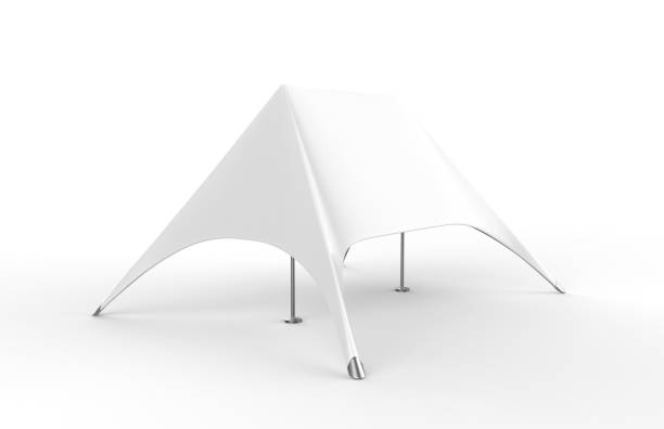istock Pop Up Dome Spider Double Star Advertising White Blank Event Tent. 3d render illustration. 917159538