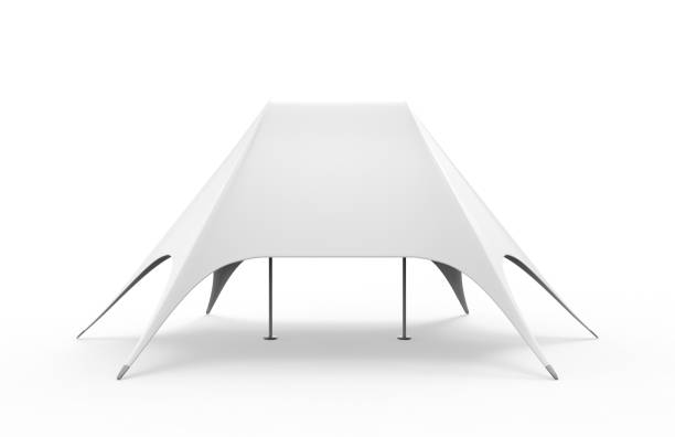 istock Pop Up Dome Spider Double Star Advertising White Blank Event Tent. 3d render illustration. 917159582