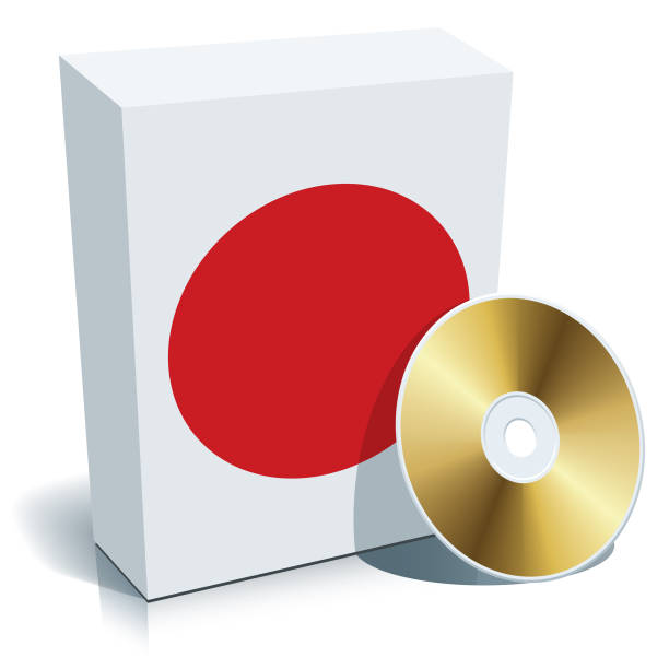 ilustraciones, imágenes clip art, dibujos animados e iconos de stock de japonés y cd de software - japanese flag flag japan illustration and painting