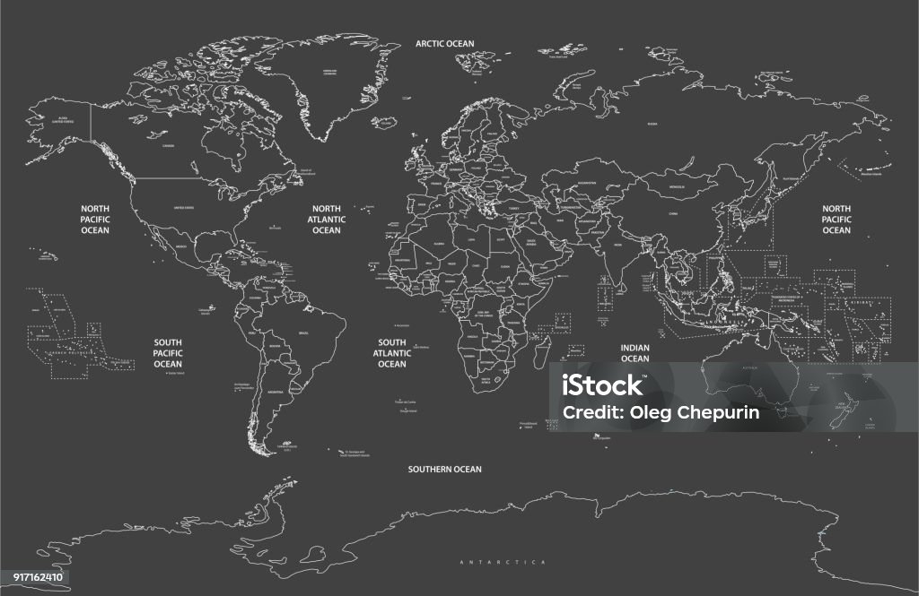 High Detailed Vector World Map With Country Names And Borders Stock high-detailed-vector-world-map-with-country-names-and-borders-stock